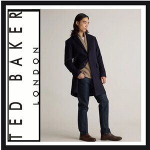 Ted Baker Wool Blend Two Tone Men’s Black Navy Blue  long